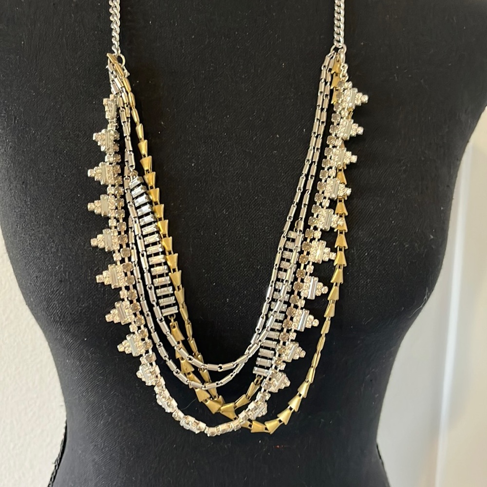 Stella & Dot Layered Gold and Silver Multi-Strand Necklace